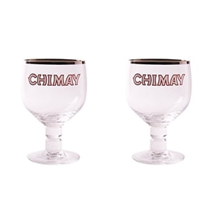 Chimay Belgian Ale Goblet Set Of 2 - Official 0.33L Beer Chalice Glasses For Trappist Ales (Blue, White, Red Chimay)