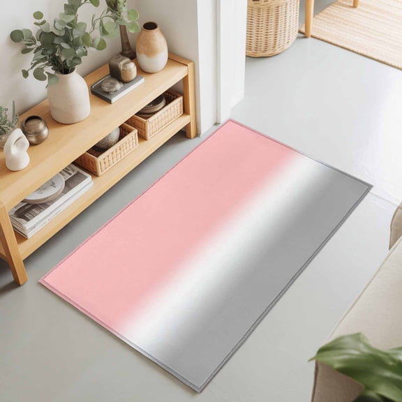 Rectangle Area Rug 2x3ft,Pink White Grey Gradient Washable Carpet Non-Slip Runner Accent Rugs Indoor Floor Mat for Bedroom Living Room Decor,Ombre Art