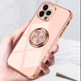 thumbnail image 5 of Compatible with Rose Gold iPhone 13 Pro Max Case for Women Girls Kickstand Ring Holder 360 Rotation Ring Glitter Plating Edge Work with Magnetic Mount Car Luxury Girly Slim TPU Case Pink, 5 of 17