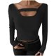 thumbnail image 1 of Blusa de manga larga delgada sexy con rosca sólida informal de moda con cuello redondo para mujer Fridja  fksj233, 1 of 4