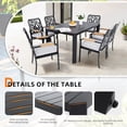 thumbnail image 2 of Noble House 59" Outdoor Aluminum Dining Table, Modern Slatted Top with Umbrella Hole, Angled Corners, Bourbon Brown, 2 of 5