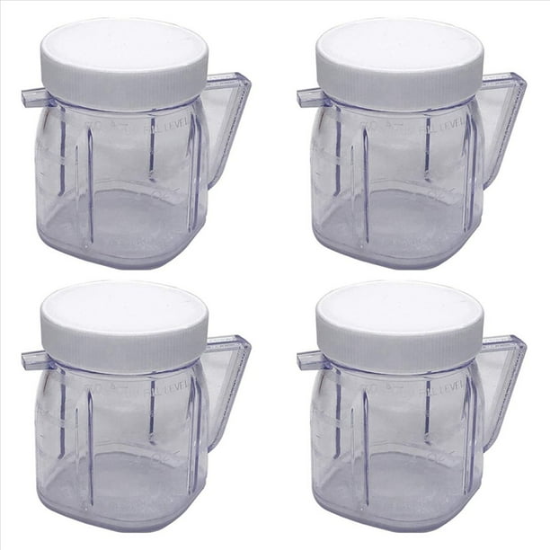 Para Piezas de Repuesto de Licuadora, Accesorio de Tarro Licuadora Mini Osterizer 4937, Tarros de PláStico con Tapas (4 Paquete)