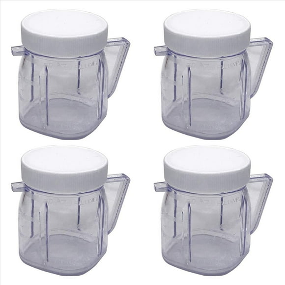 Para Piezas de Repuesto de Licuadora, Accesorio de Tarro Licuadora Mini Osterizer 4937, Tarros de PláStico con Tapas (4 Paquete)