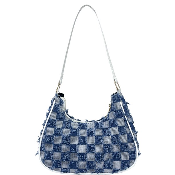 1052 Bolso Mezclilla Bolso Hombro Lona Gran Capacidad Versátil Portátil Casual Axila Bolso Mujer (Azul Claro) Azul