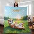 thumbnail image 2 of Happy Retirement with Shiba Inu Enjoy Life Rest Time Quilt Blanket Shibas Dog Lovers Gifts Idea Cozy Comforter Throw Blanket - 02027, 2 of 5