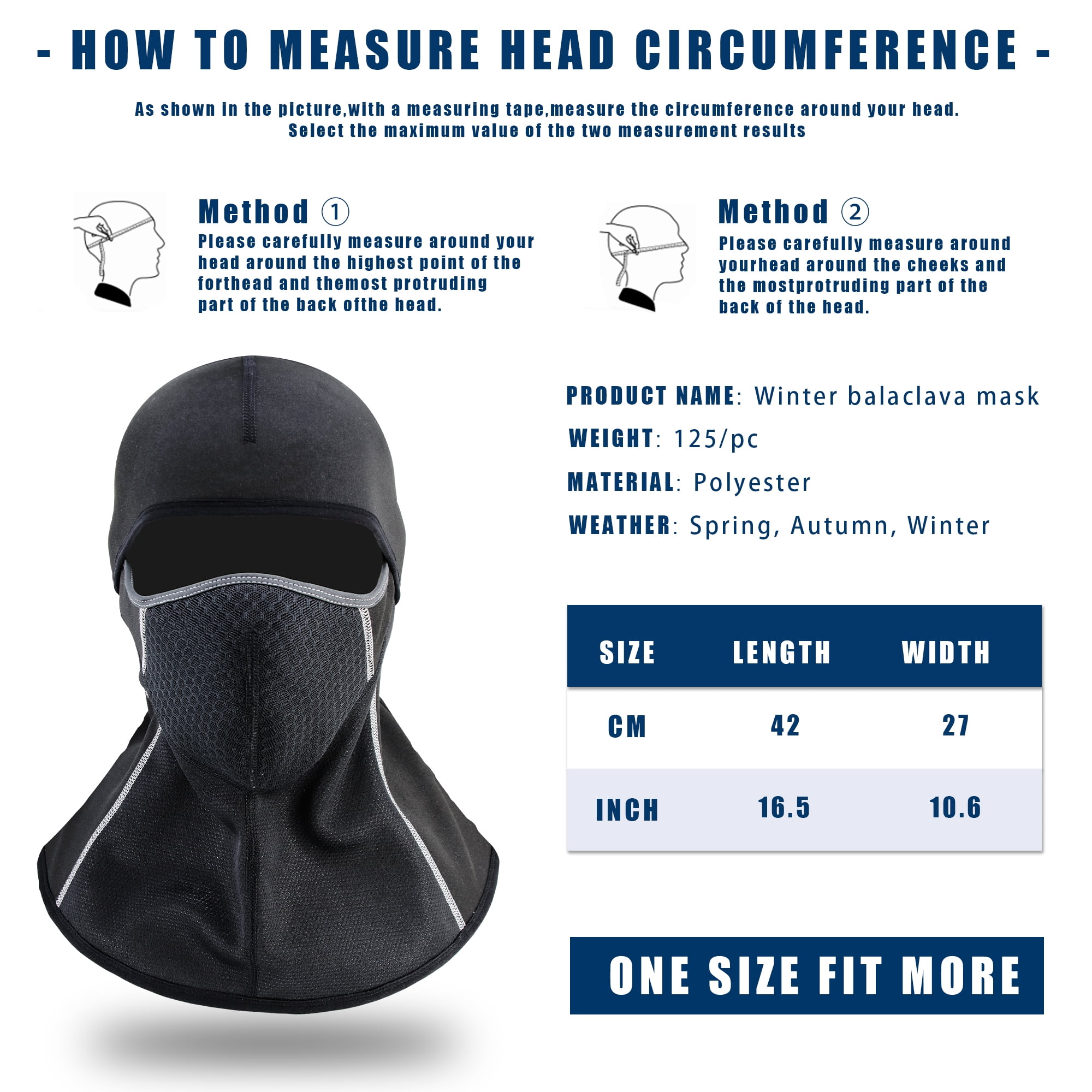Balaclava Face Mask Ski Mask for Men Women Full Cover Mask for Outdoor Activities Black