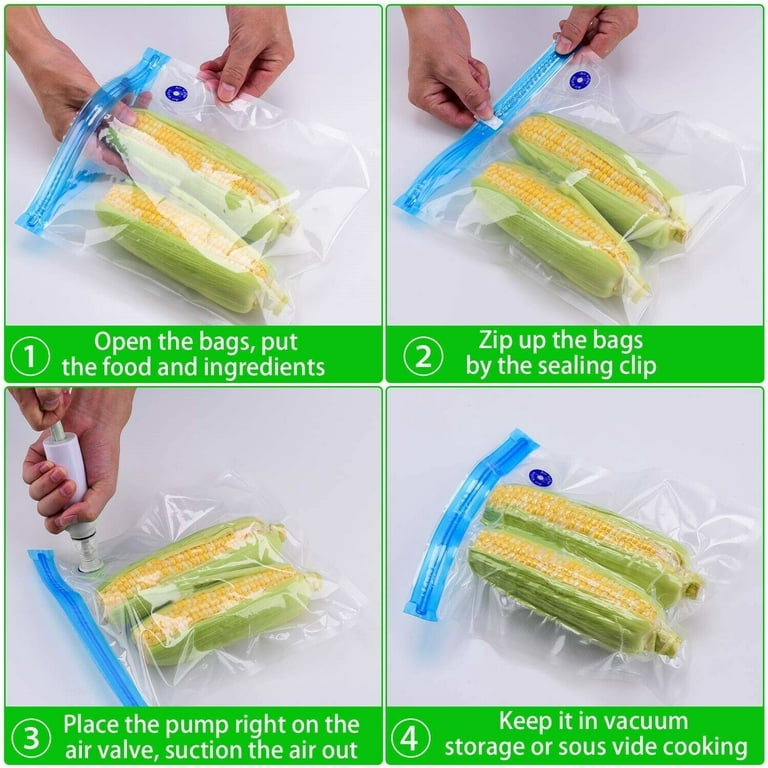 20 Bags Food Storage Vacuum Seal Storage Bags with Hand Pump for