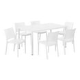 thumbnail image 3 of WestinTrends Playa 7-Piece Outdoor Rectangular Metal Patio Dining Table Set With Stackable Resin Patio Side Chairs, White, 3 of 16