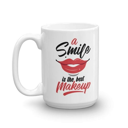 A Smile Is The Best Makeup Coffee & Tea Gift Mug, Makeup Artist & Cosmetologist Supplies