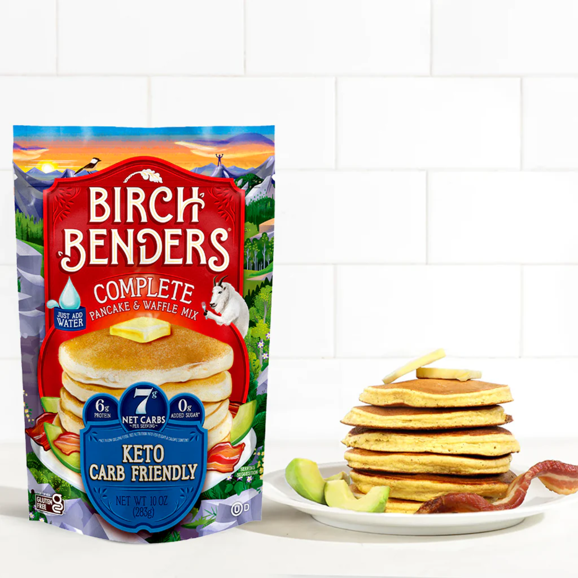Birch Benders Keto Pancake and Waffle Mix, 10 oz (pack of 2) with Swivel Spoons