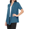 thumbnail image 2 of Women's Casual Short Sleeve Draped Open Front Solid Cardigan, 2 of 6