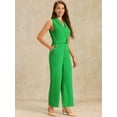 thumbnail image 2 of DARING DIVA Women's Casual Sleeveless Shawl Collar Office Jumpsuit S Grass Green, 2 of 6