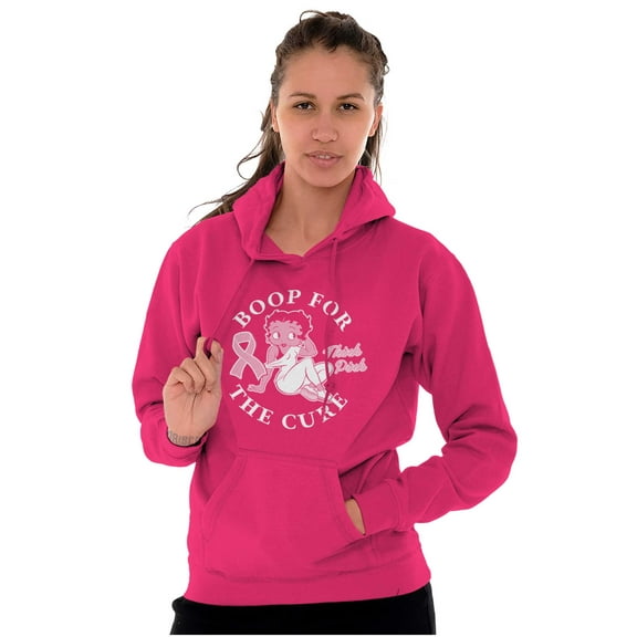 Breast Cancer Betty Boop For The Cure Women Plus Size Graphic Pullover Hoodie Brisco Brands 2X