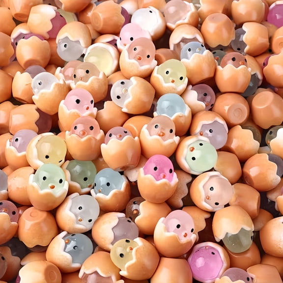60 Pcs Mixed Colors Mini Glow-in-the-Dark Chick Figurines, Luminous Tiny Resin Animal Statues for DIY Fairy Gardens, Micro Landscapes, and Desktop Room Decor