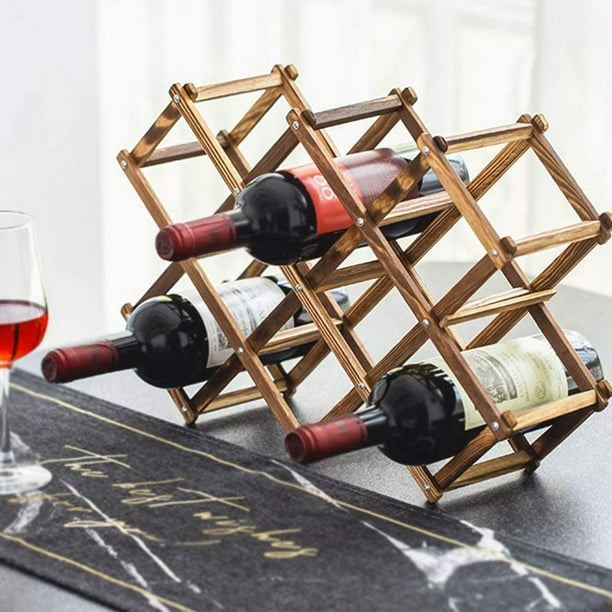 2 Pack Foldable Wooden Wine Holder Natural Wine Rack Free Standing
