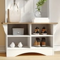 thumbnail image 3 of BizChair 31.5" Wide Hall Tree with Bench, 3 Single Storage Hooks, and 4 Lower Storage Cubbies with Adjustable Shelves in White with Weathered Seat, 3 of 12