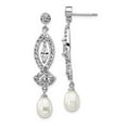 thumbnail image 7 of Sterling Silver Cubic Zirconia & FW Cultured Pearl Dangle Post Earrings, 7 of 7