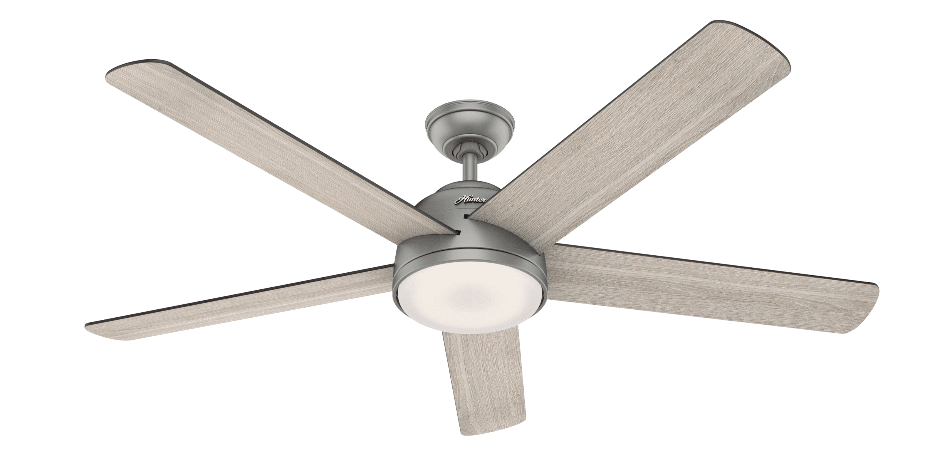 Hunter WiFi 60" Romulus Matte Silver Ceiling Fan with Light Kit and