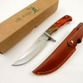 thumbnail image 2 of Elk Ridge - Outdoors Fixed Blade Knife, 9.5-in Overall, Satin Finish Stainless Steel Blade, 2 Tone burl Wood Handle, Genuine Leather Sheath, Hunting, Camping, Survival - ER-085, 2 of 11