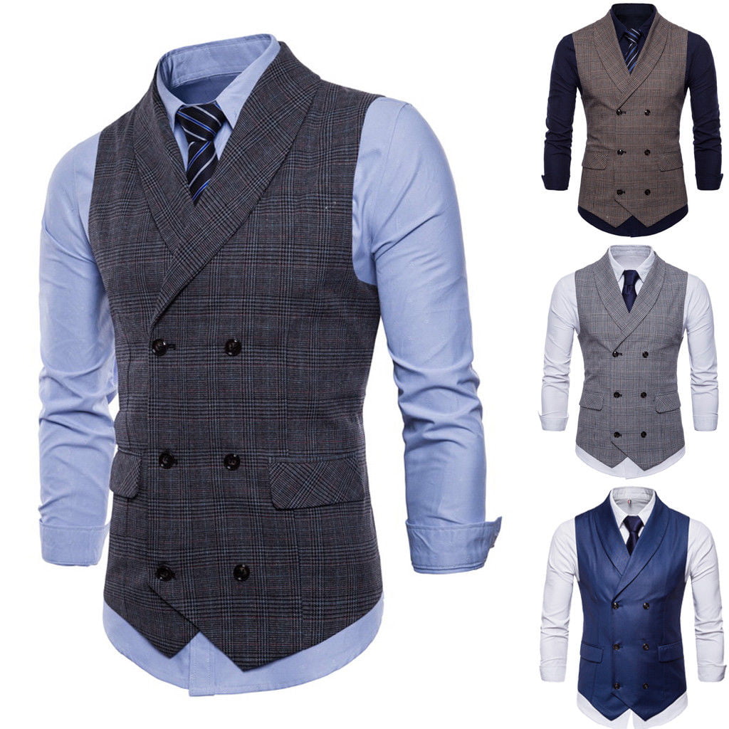 Men Formal Business Dress Vest Suit Slim Tuxedo Blazer Waistcoat Coat Outwears 