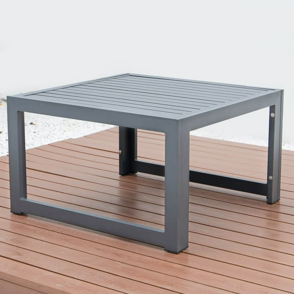 LeisureMod Chelsea Outdoor Patio Aluminum Coffee Table in Black