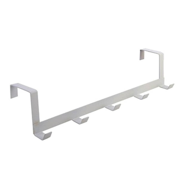 Hooks 2 Rack Organizer for Door and Bathroom—5 Coat Hat Towel Hanger with Over-the-Door Rack for Clothes Home Housekeeping