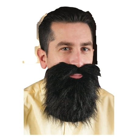 Fun World Mens Facial Hair Beard and Moustache Mustache Costume, black,