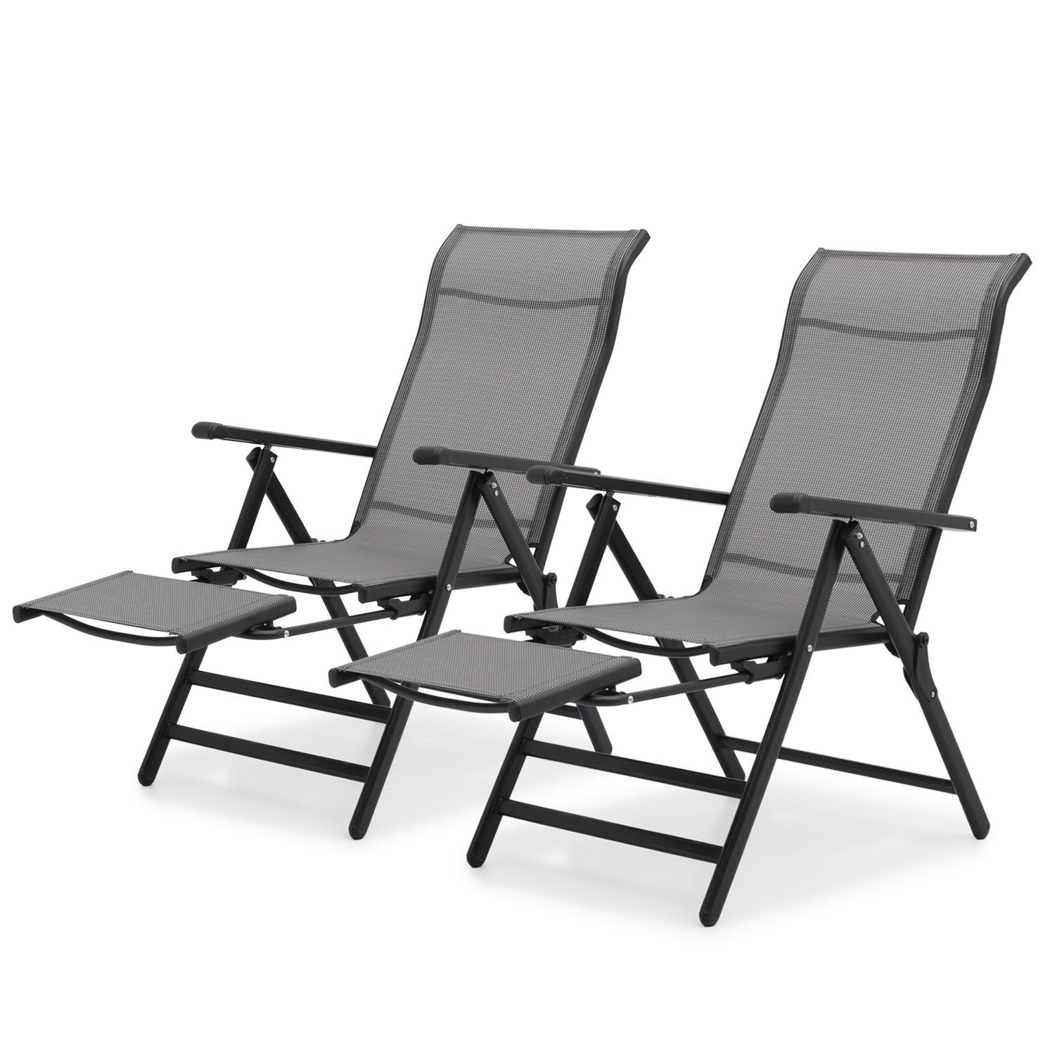 MoNiBloom Set of 2 Foldable Outdoor Lounge Chair with Retractable