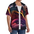 thumbnail image 2 of Yiaed Colorful Abstract Wave Motion Print Mens Casual Wrinkle Free Shirts Short Sleeve Button Down Summer Stretch Dress Shirt-Large, 2 of 5