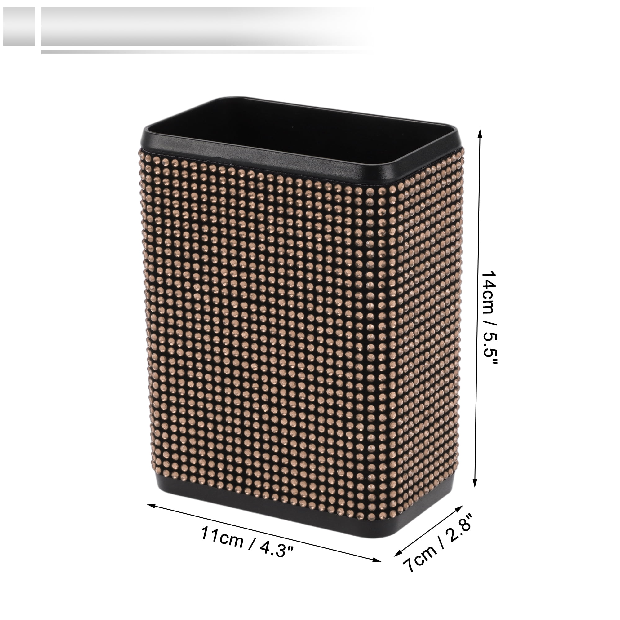 Unique Bargains Universal Car Trash Can 4.3x2.8x5.5in Plastic Rhinestone Champagne