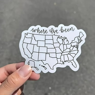 3pcs "Where I've Been" USA Map Vinyl Stickers - Waterproof Travel Decals for Cars, Phones, Laptops, Water Bottles, Helmets, Walls, Paintable
