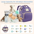 thumbnail image 2 of Diaper Bag Backpack, Multifunctional Baby Changing Bag with Foldable Crib & Insulated Milk Bottle Pocket, Large Capacity Travel Backpack with USB Charging Port & Stroller Strap (Purple), 2 of 7