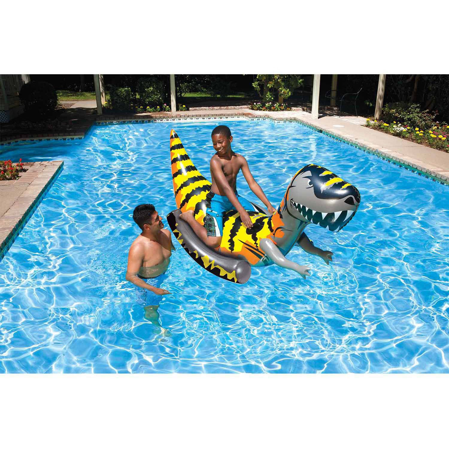Poolmaster T-Rex Rider Kids Child Swimming Pool Inflatable Floating Water Float 