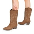 thumbnail image 4 of DREAM PAIRS Women's Western Cowboy Cowgirl Boots Square Toe Embroidery Mid Calf Booties, 4 of 5