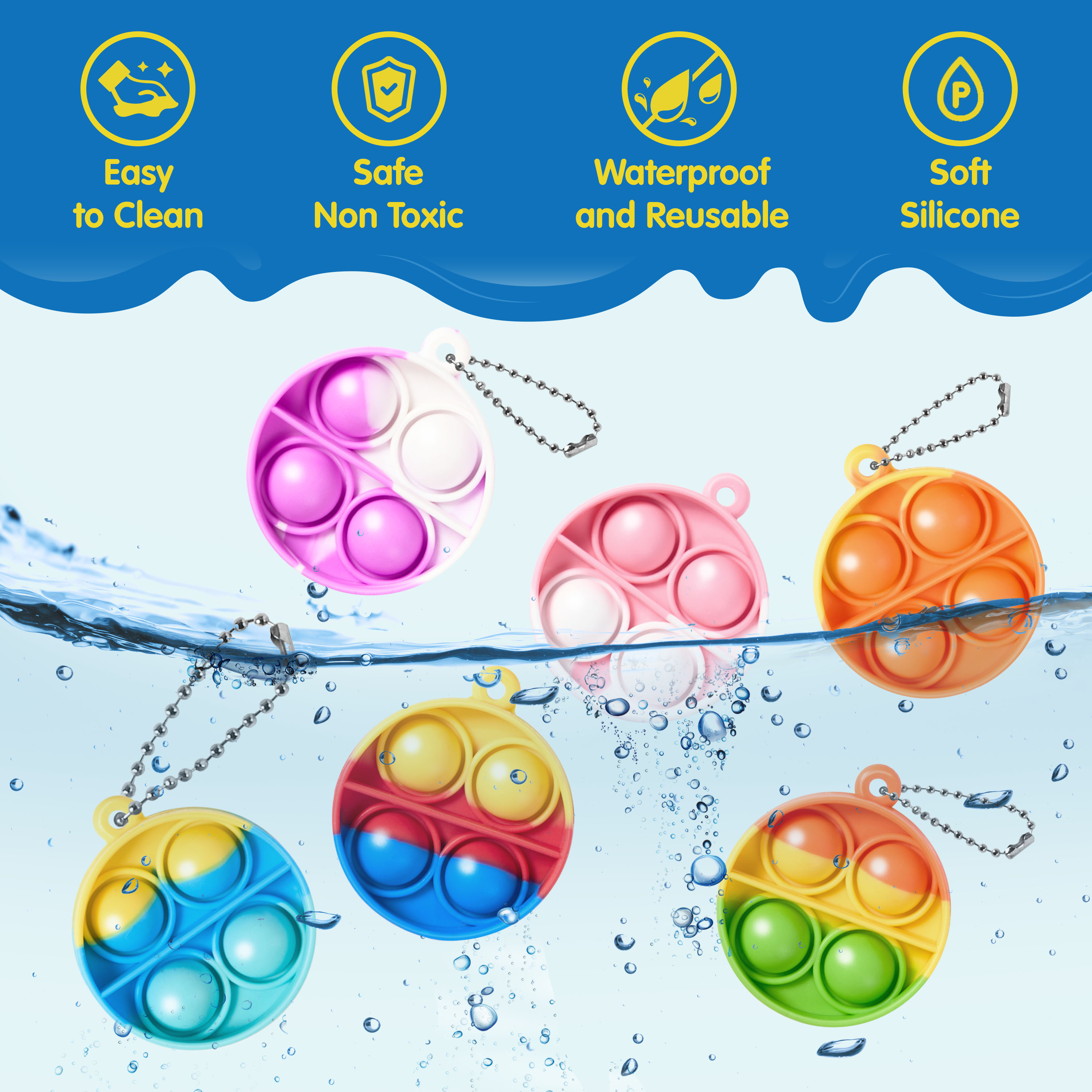 Joyfy Round Pop Fidget Keychain 30-Pack photo 8