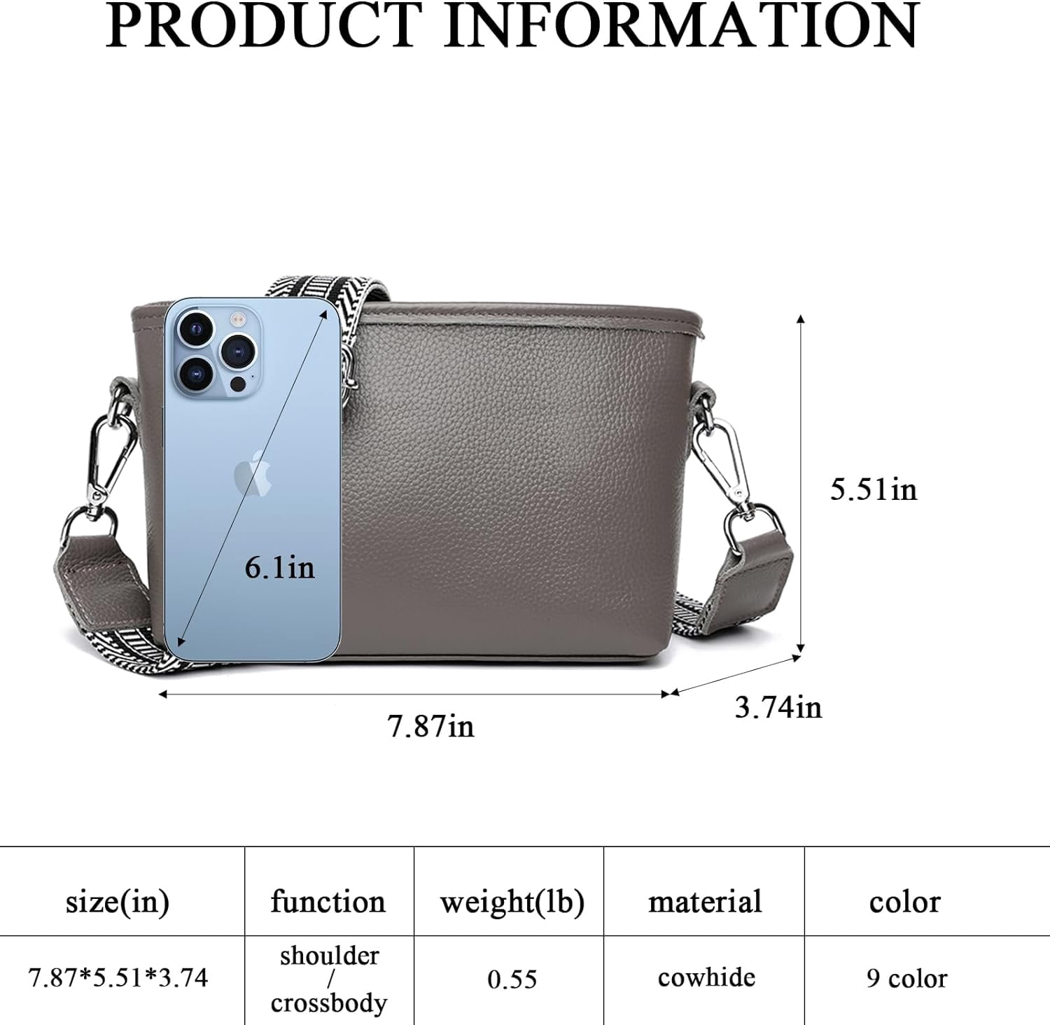 HMSHA Crossbody Bags for Women, Trendy Leather Crossbody Camera Bag Purse with Guitar Strap Small Shoulder Handbag