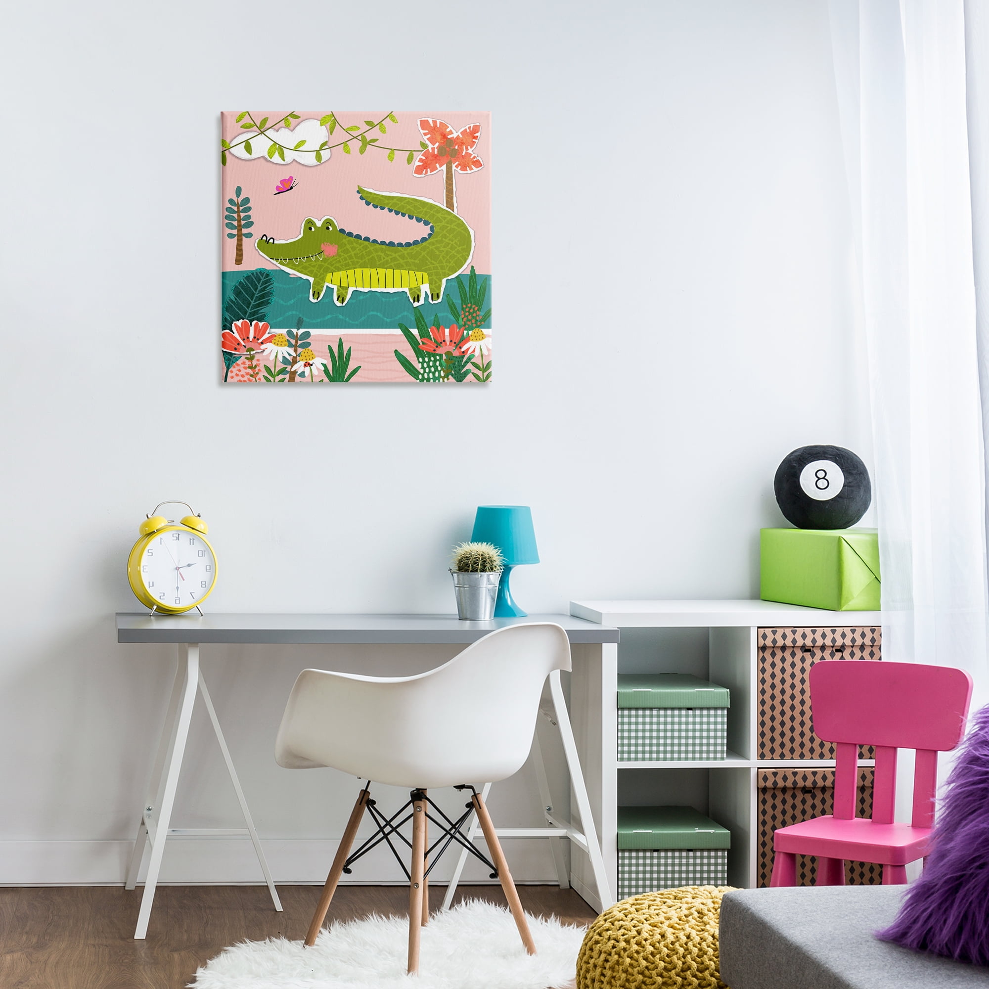 Stupell Industries Alligator In Swamp Animals Painting Wrapped Canvas Art Print Wall Art, 24 x 24