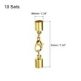 thumbnail image 2 of Unique Bargains 10Sets 6mm Embouts de Cordon en Cuir avec Fermoirs à Griffes de Homard, Terminateurs de Baril, Ton Or, 2 of 7