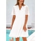 thumbnail image 5 of Vestido PRETTYGARDEN para mujer, manga corta, cuello en V, ojales, blanco, 5 of 9