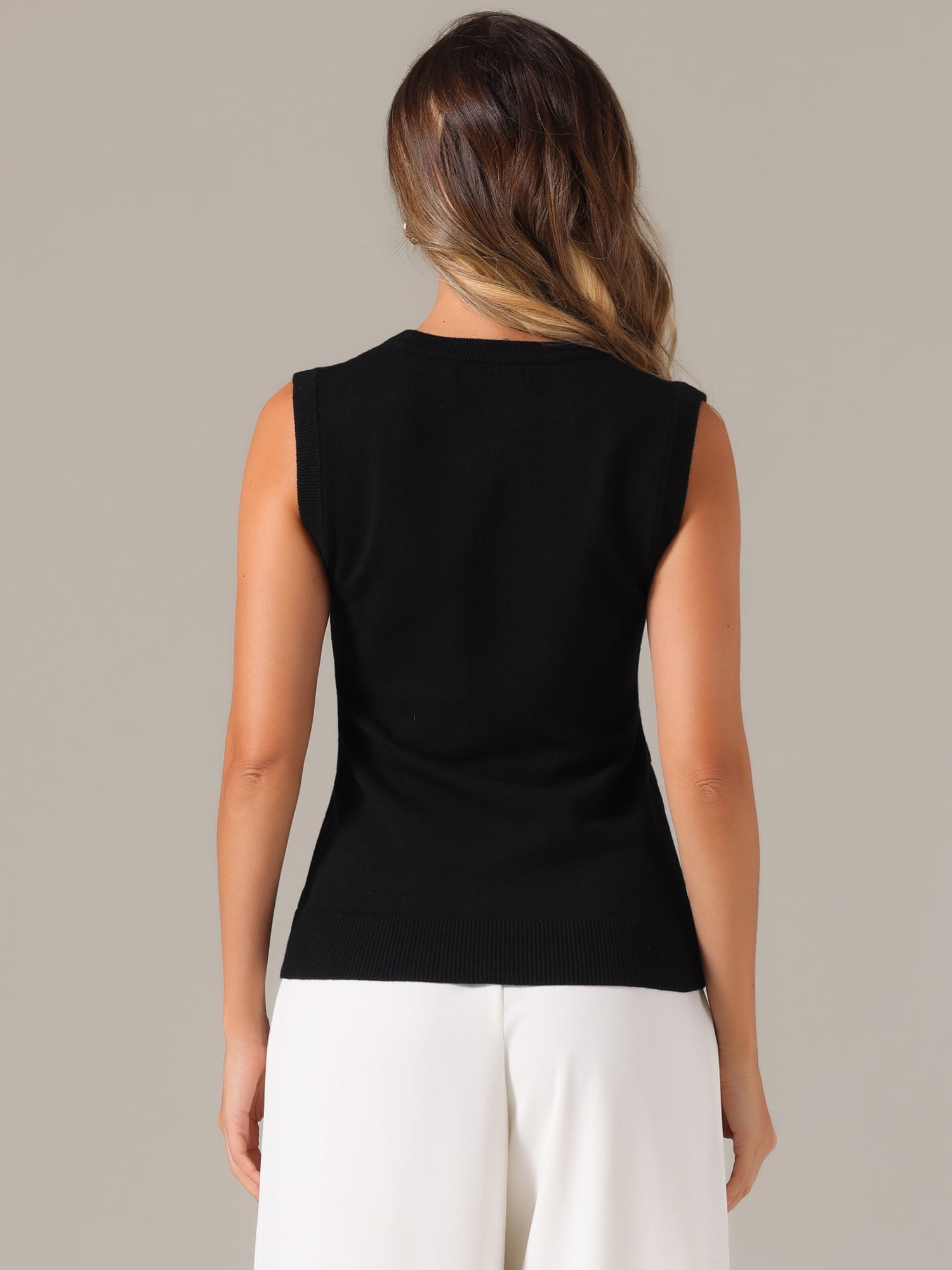 DARING DIVA Women's Sweater Vest Button Ribbed Knitted Tank Top XL Black
