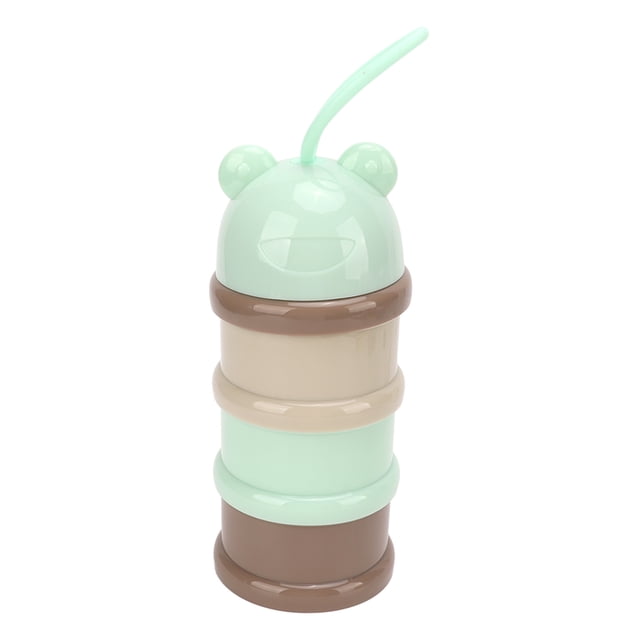 Dispensador de leche en polvo para bebés de 3 capas, desmontable, portátil, apilable y giratorio, contenedor de almacenamiento para refrigerios para bebés, azul claro