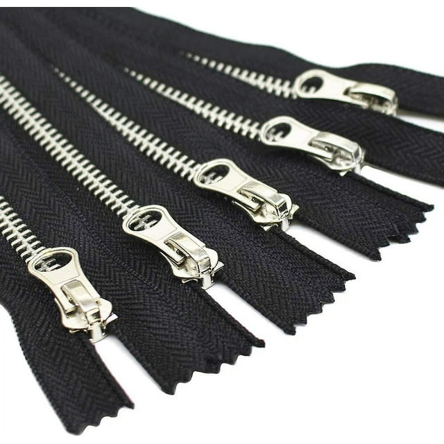 5pcs 6 Inch Silver Metal Zippers Bulk #5 Close End Metal Zippers For Sewing Bags Crafts Jackets (15cm Silver)