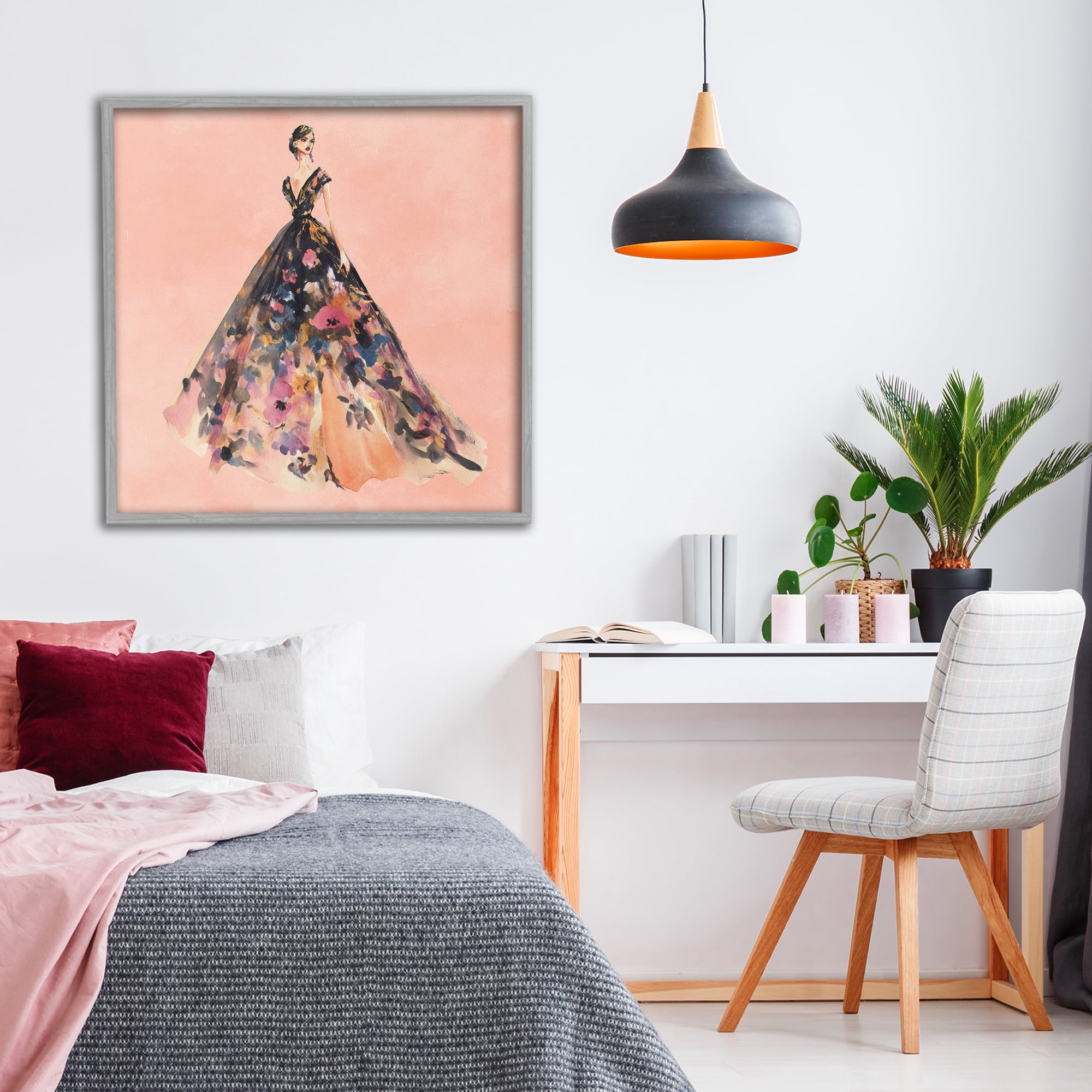 Stupell Industries Rose Gold Night Gray Framed Giclee Art, design by Svetlana Aleynikova