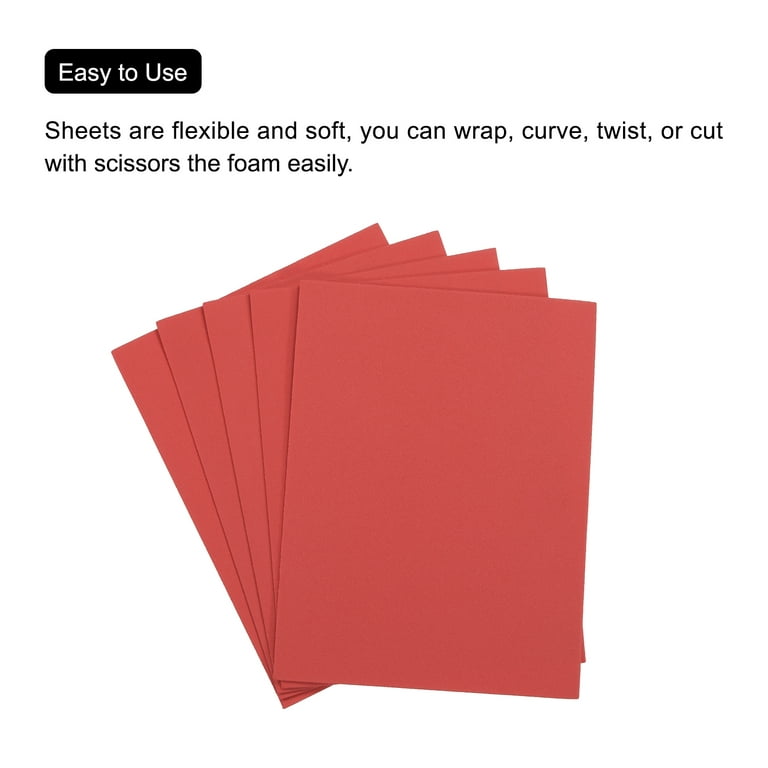 Eva Foam Sheets 7.6 inch x 5.9 inch 2mm Thickness for Crafts DIY 5pcs - Red