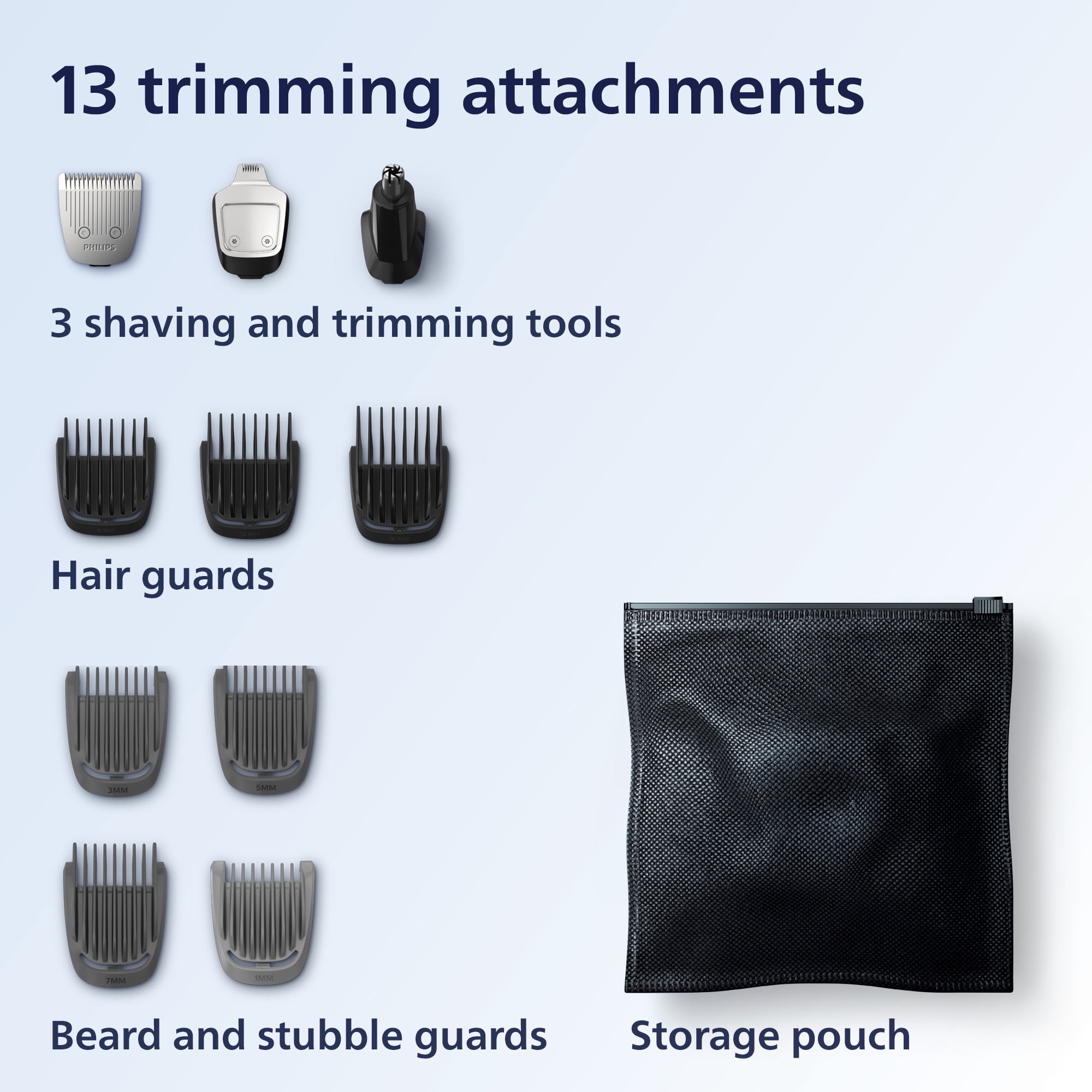 Philips Norelco Multi-groomer Series 3000, Powered Electric Trimmer  MG3740/40, 1 Each - 13 Pieces