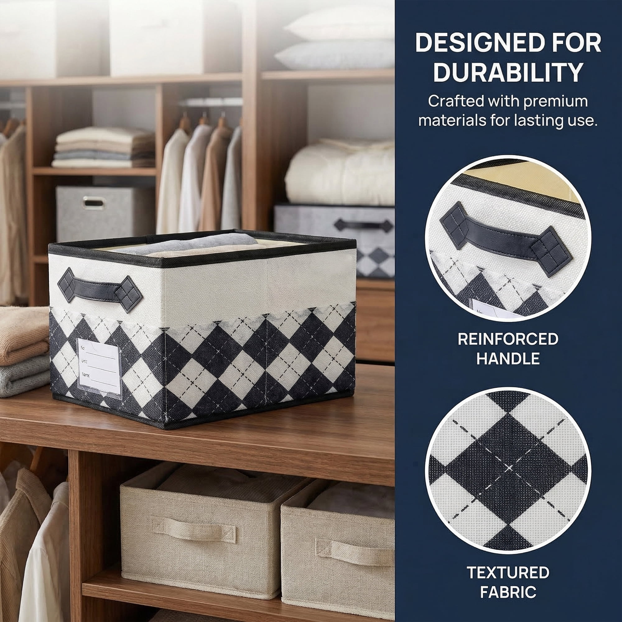 Unique Bargains Storage Basket with Handle for Organizing Light Black 8.7"x11.4"x6.7"