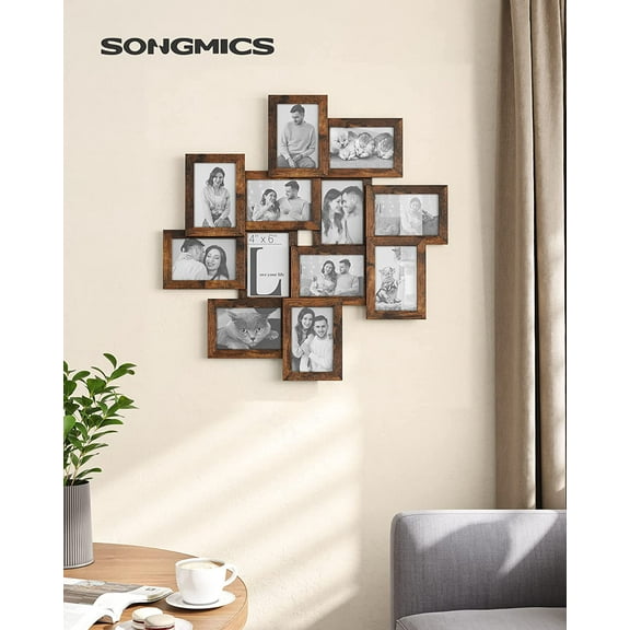 4x6 Collage Picture Frames, 12-Pack Photo Collage Frame for Wall Decor, Glass Front, Assembly Required, Rustic Brown URPF022X01