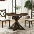 thumbnail image 5 of Roundhill Furniture Windvale 5-Piece Dining Set, Cross-Buck Round Table with 4 Stylish Chairs, Espresso, 5 of 12