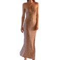 thumbnail image 2 of Vestido De Tirantes Finos Vestido largo de lentejuelas para mujer con abertura lateral sin mangas Club Party Clothing (Champagne M) Cgtredaw Para estrenar, 2 of 6