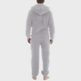 thumbnail image 4 of Mens Rompers for Adults Men's Winter Thick Warm Long Sleeve Casual Solid Zipper Loose Hooded Jumpsuits Pajamas Adult Onesies for Men Grey XXXXL, 4 of 8
